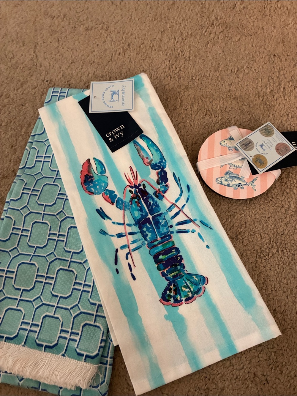 crown & ivy sewing down south dish towels and coasters